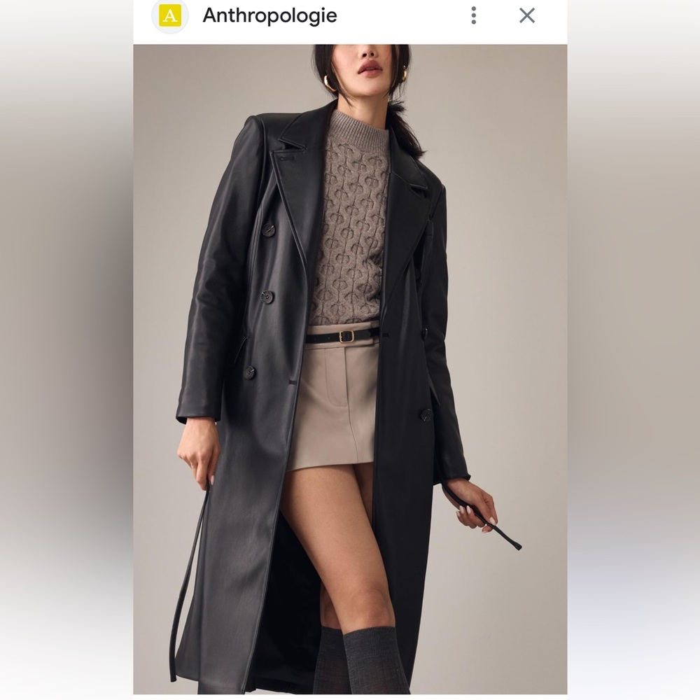 Anthropologie Avec Les Fille  Faux-Ever Leather Belted Trench Coat NWOT XS